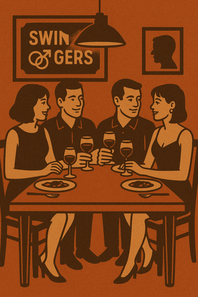Parejas en una cena íntima en club de swingers en Madrid