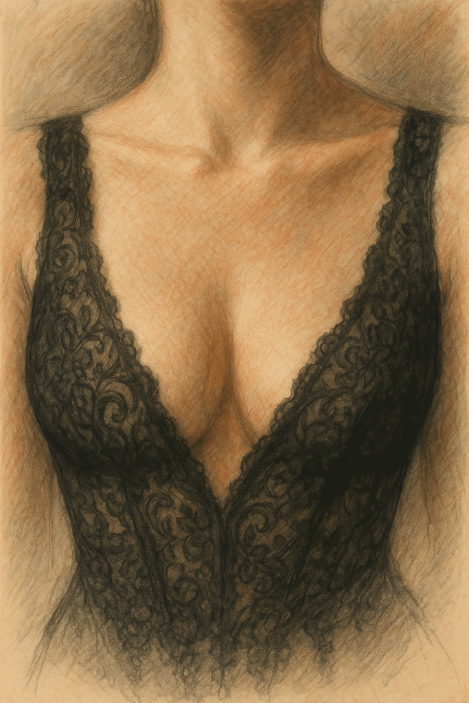 Escote femenino con encaje en ilustración artística para artículo qué es hacer una cubana